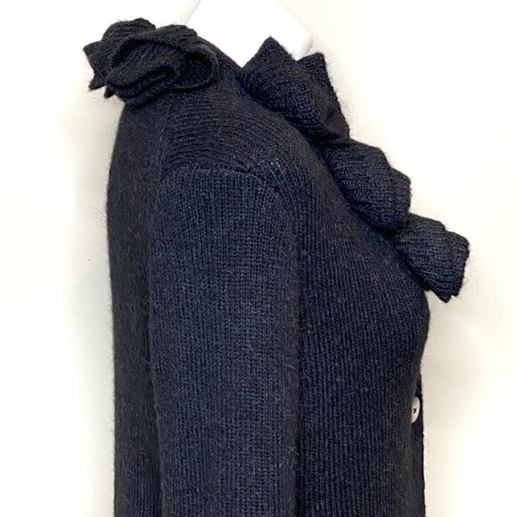 Soft Surroundings black alpaca blend rosette cardigan sweater size M - Picture 8 of 16